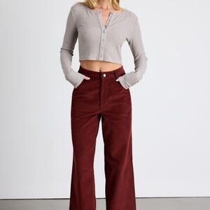 Lulus Luelia Rust Brown Corduroy High-rise Wide-leg Pants - Size M
